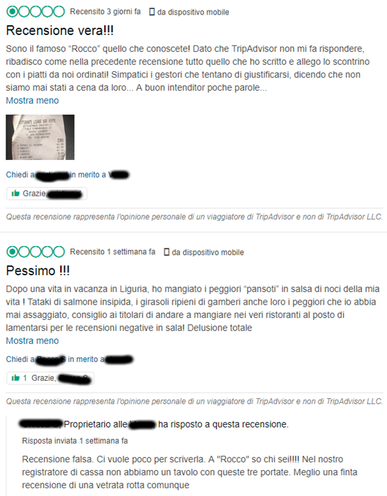 recensione negativa risposta